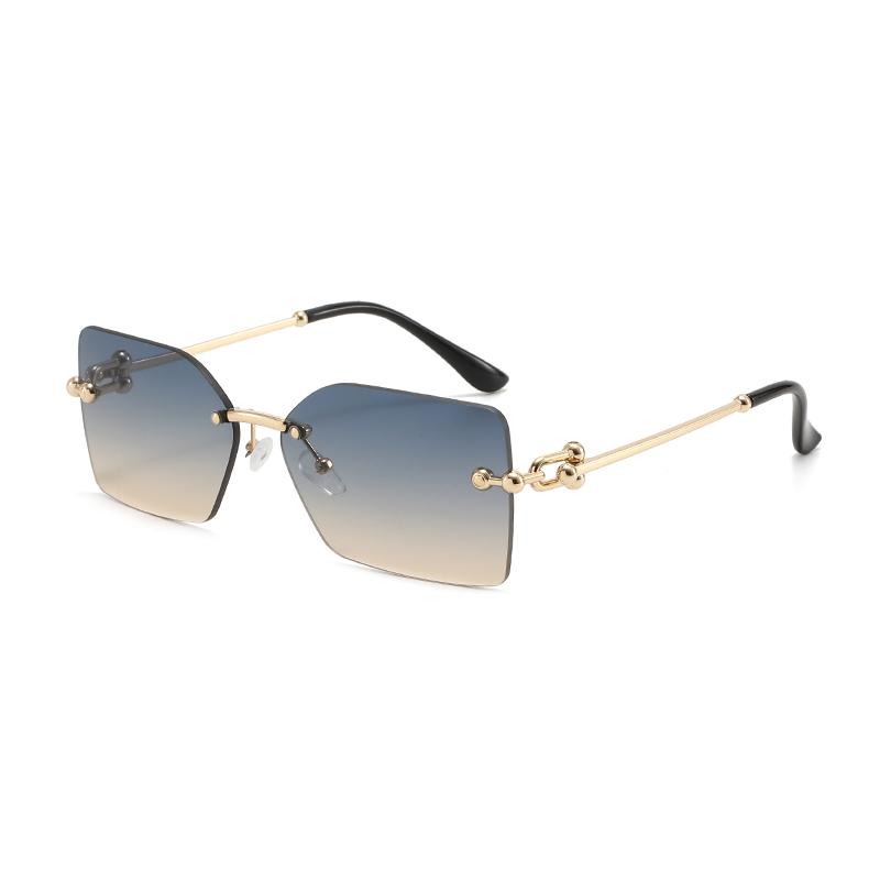New square metal frameless sunglasses for men and women fashion trendy outdoor sunscreen sunshade glasses