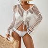 Sexy Hollow Perspective Shirt Knitted Vacation Beach Beach Seaside Long-sleeved Dress