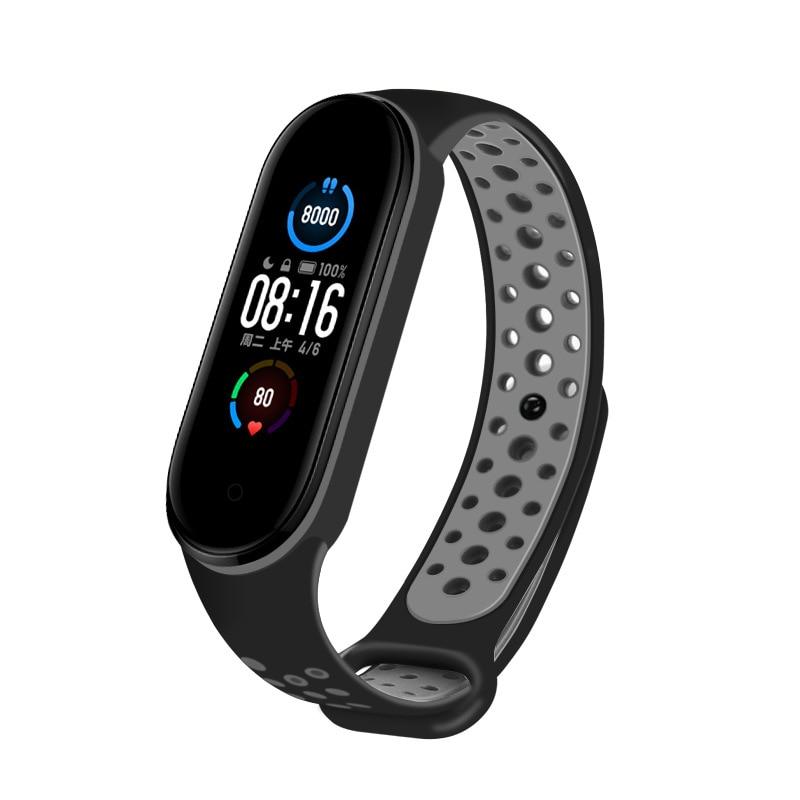 Разноцветный силиконовый ремешок для Xiaomi Mi Band 3, 4, 5, 6 с вентиляционными отверстиями