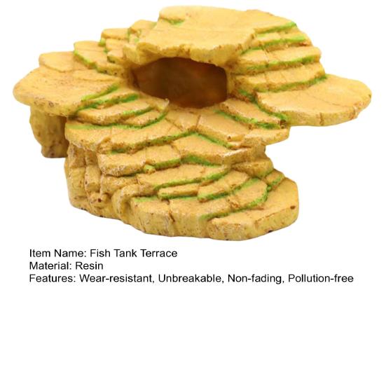 Fish Tank Terrace Wear-resistant Unbreakable Non-fading Pollution-free Sunset Ladder Tortoise Climbing Staircase Rock for Aquarium