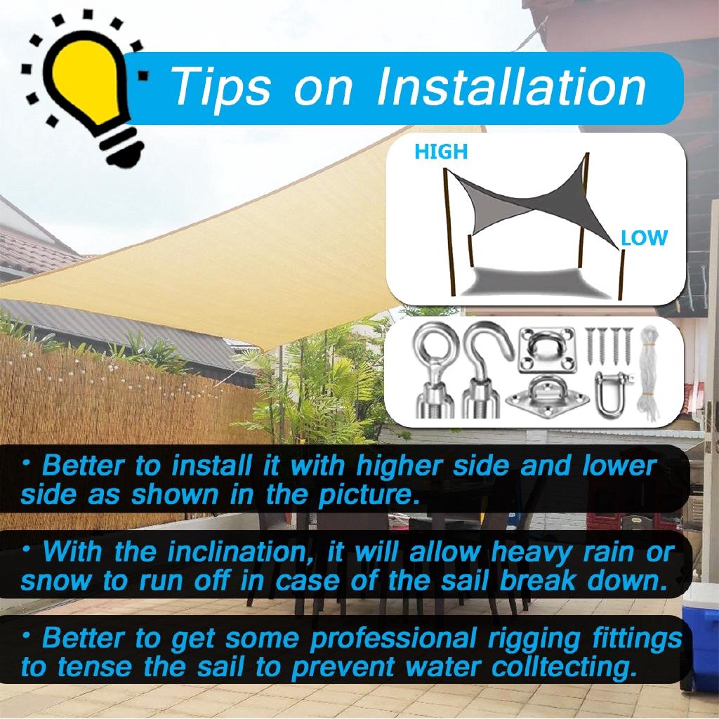 280GSM HDPE Ткань Квадратный Солнцезащитный Парус Затеняющие Сетки для Садового Покрытия Цветы Растения Патио Газон