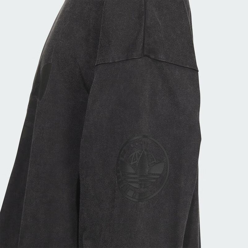 Adidas Футболка Originals Retrowashed Basketball Street Top с логотипом, круглым вырезом и длинными рукавами, мужская, черная JN0777