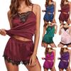 Ladies Summer Pajama Set Fashion Comfortable Suspender Shorts Homewear  Women Pajamas Two Piece Sexy Satin Elastic Lace Lingerie