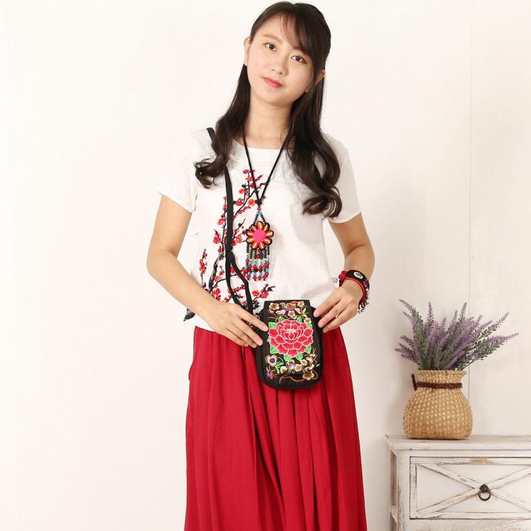 WTEMPO Женский дорожный кошелек для телефона, национальный холст, маленькие винтажные сумки на одно плечо с этнической вышивкой в ​​стиле бохо для женщин, дорожная сумка, сумки с цветочным принтом