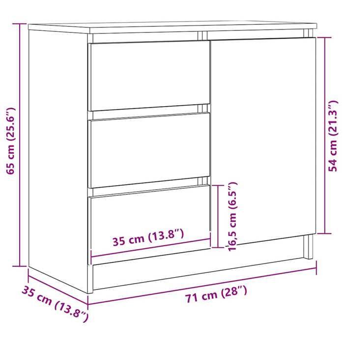 VidaXL Buffet avec tiroir sonoma gris 71x35x65 cm bois d'ingénierie, meuble de rangement, buffet, meuble d'entrée, meuble 861576