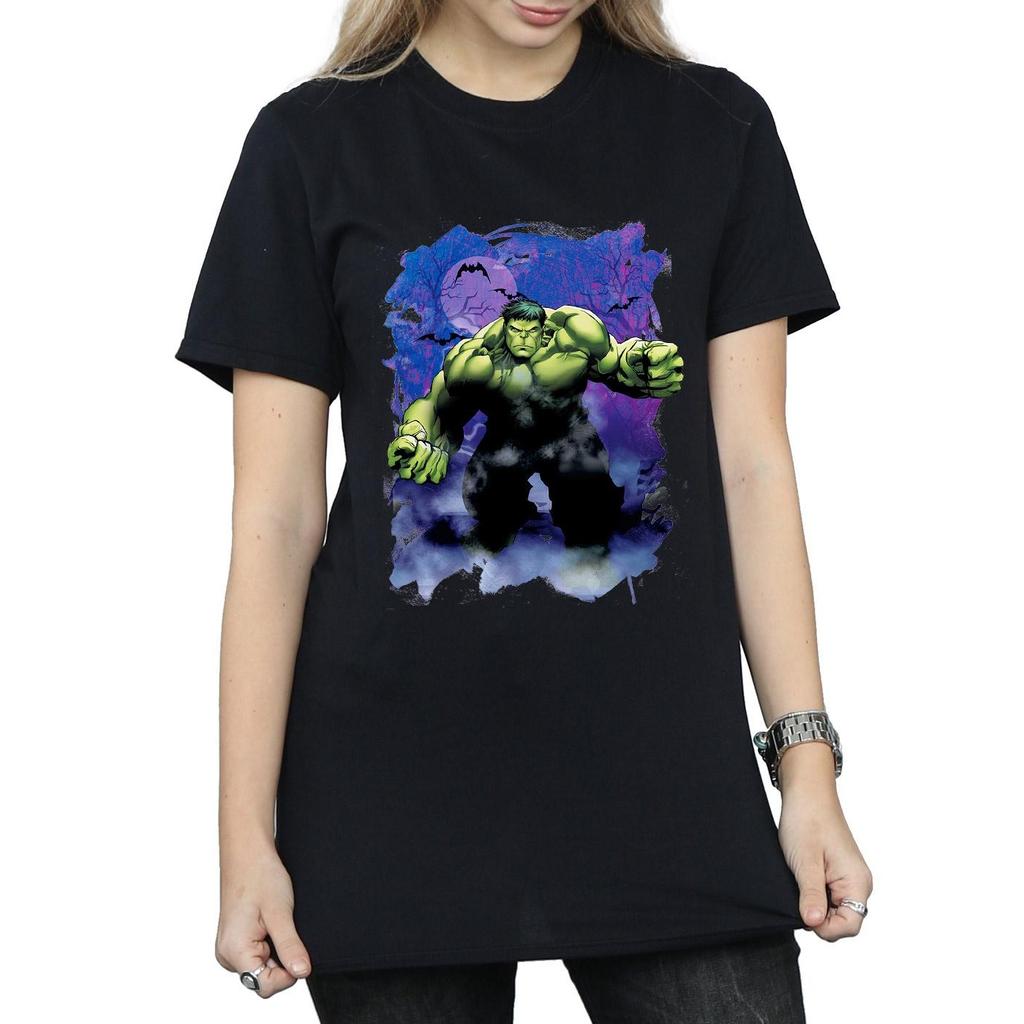 Marvel Womens/Ladies Hulk Halloween Spooky Forest Cotton Boyfriend T-Shirt