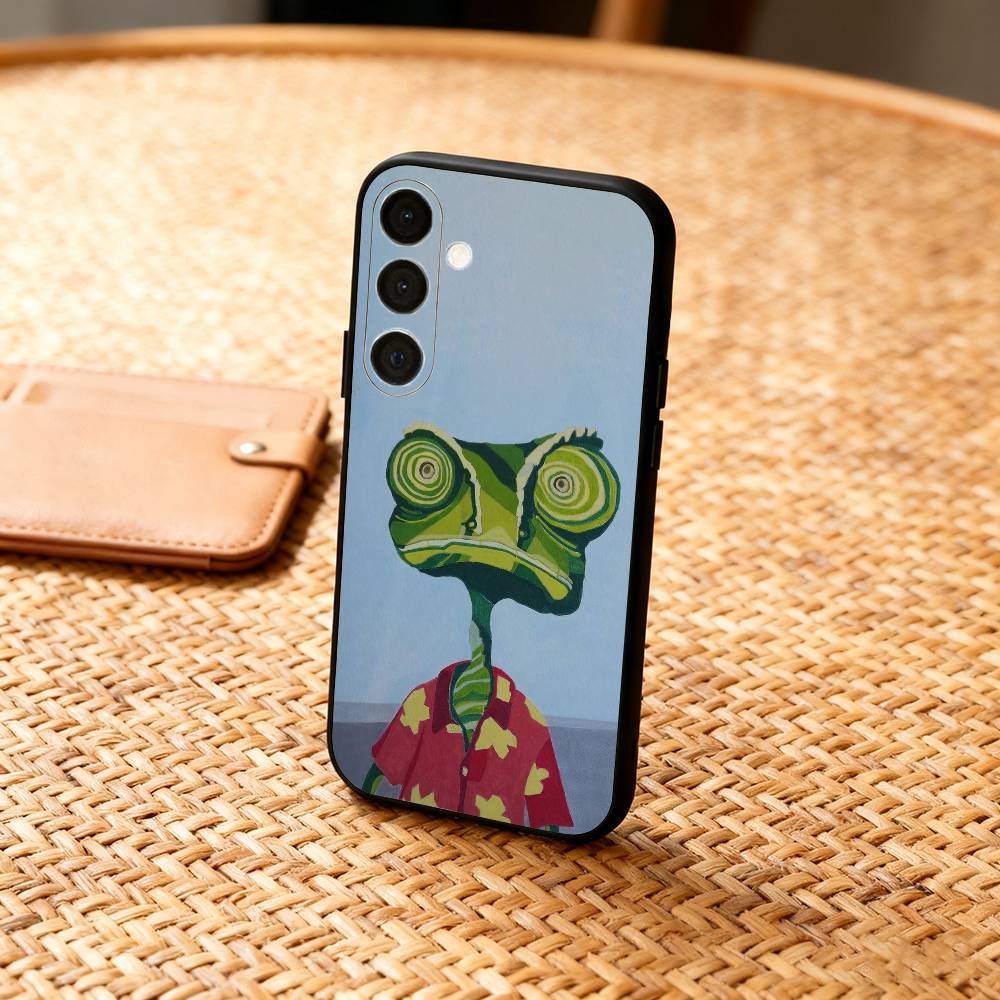 1pc Cowboy Hat Lizard Desert Cartoon Phone Case For Samsung A73,72,71,A52,51,40,41,A22,A32,31,A13, Soft Black Shell