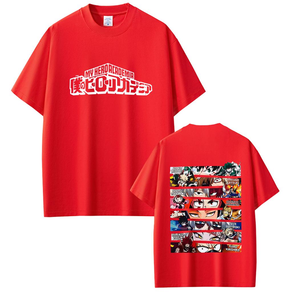 Hot Sale Anime My Hero Academia Midoriya Izuku Shoto Todoroki Bakugou Katsuki Eyes Print T-shirt Unisex Women Casual Vintage Tshirt