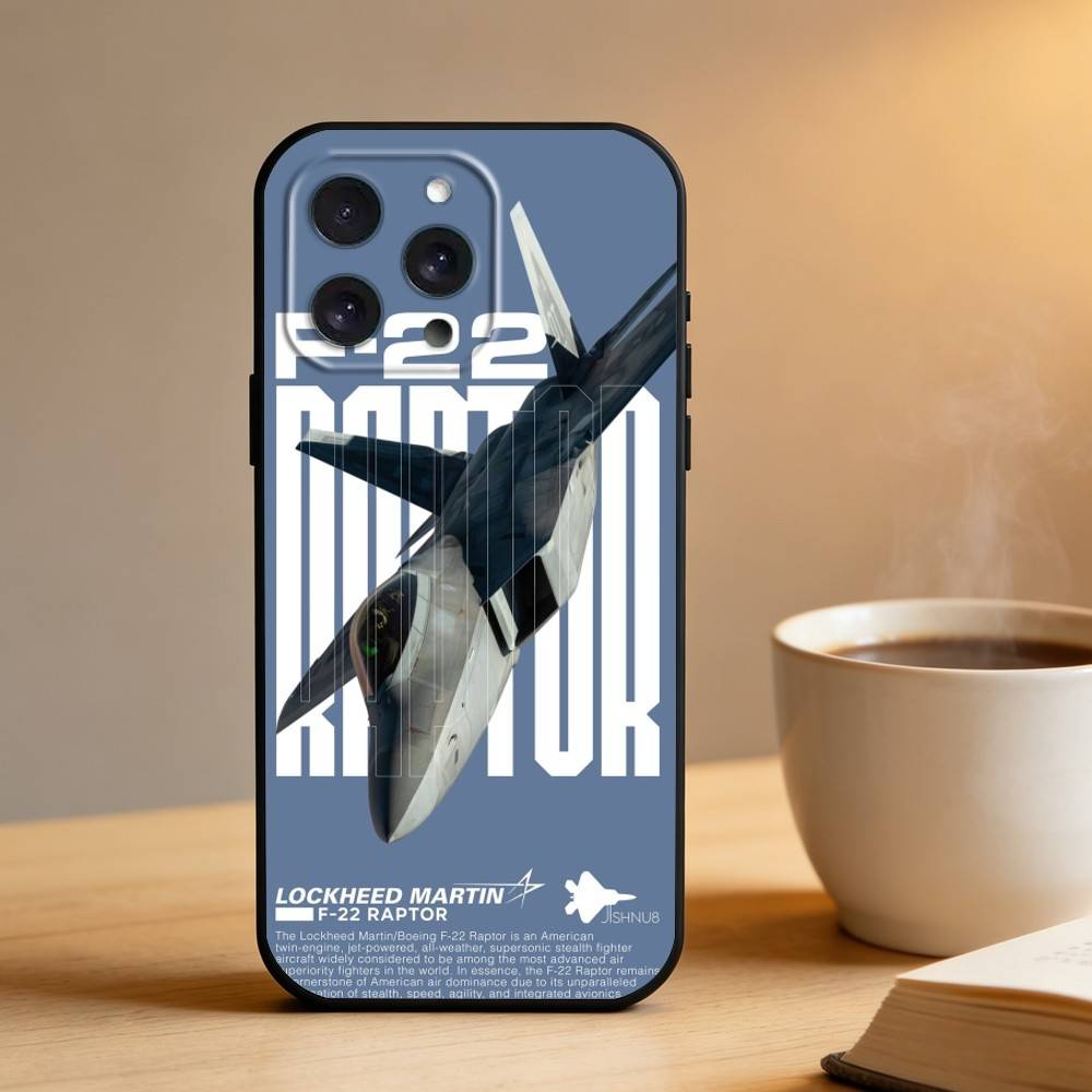 Чехол для телефона Истребитель F-22 Raptor Для iPhone 17 16 15 14 13 12 Max Plus Силиконовый Черный Чехол