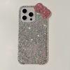 Роскошный чехол для мобильного телефона Flash Diamond, подходящий для Apple IPhone16ProMax, расписанный вручную бриллиантами 15 Bow, устойчивый к падению 14