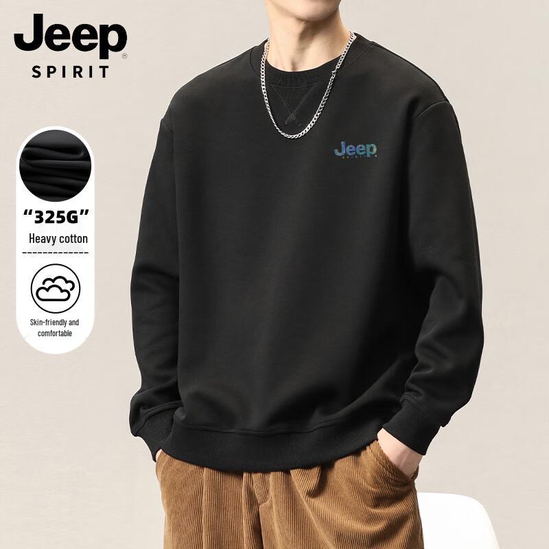 JEEP SPIRIT Men's Casual Loose Fit Printed Crew Neck Sweatshirt