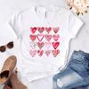 Love Heart Print T-Shirts For Women Clothing Round Neck Casual Top Clothes Short Sleeve Versatile Graphic Printed Fashion Shirts