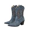 Women's Vintage Fashion Embroidered Pointed-toe Chunky-heel Boots Plus Size Spring Autumn Mid-calf Cowboy Boots