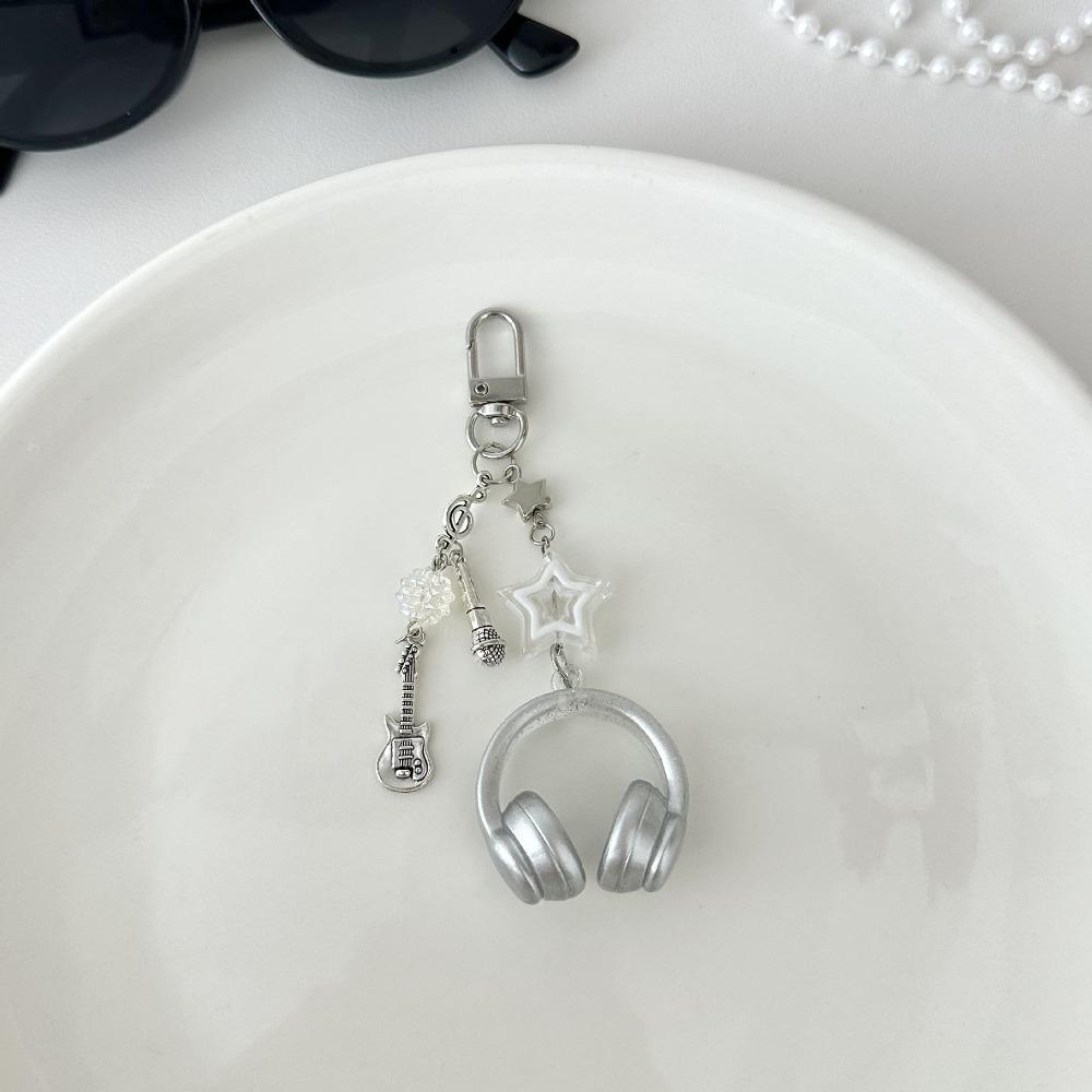 Bags Decoration Earphone-shaped Keychain Glitter Microphone Pendant  Backpack Charms