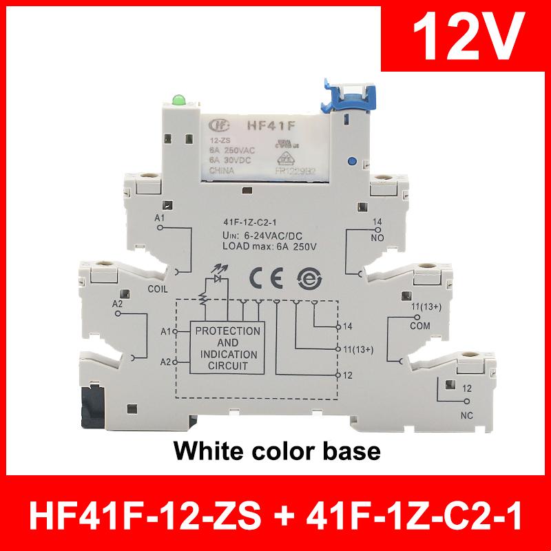 Реле 6A 1CO 41F-5-ZS 41F-12-ZS 41F-24-ZS 5V 12V 24V Крепление на DIN-рейку со светодиодом Высокочастотное Ультратонкое Тонкое/SSR Реле