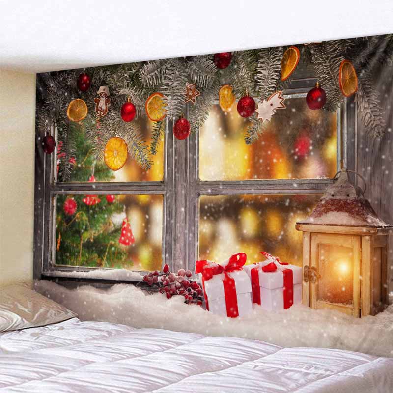 Рождественские украшения гобелен Санта-Клаус снежная сцена настенный подвесной хиппи фантазия сцена фон ткань богемное украшение дома