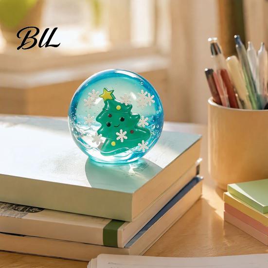 Anxiety Relief Stress Balls Christmas Clear Ball Toy, with Santa Reindeer Soft Decompression Toy Tree Snowflake Figure, Squeeze Sensory Party