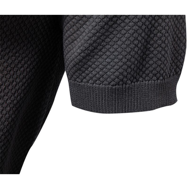 Camel Summer Embroidery Large Pineapple Pattern Woolen Polo Sweater for Men's Business, Seagull Collar, Men's Short Sleeve Sweater