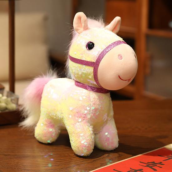 Sequin Horse Doll National Style Fabric Auspicious Meaning Zodiac Horse Theme Doll Traditional Crafted Pony Toy