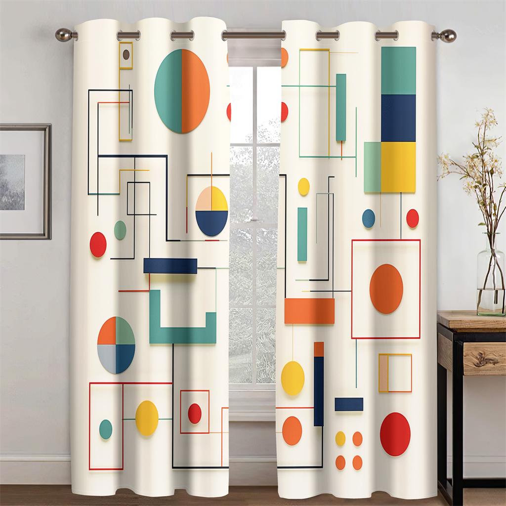 Современные минималистичные шторы с геометрическим цветным линейным узором, декор для детской комнаты, гостиной, спальни, кухни, балкона, 2 панели