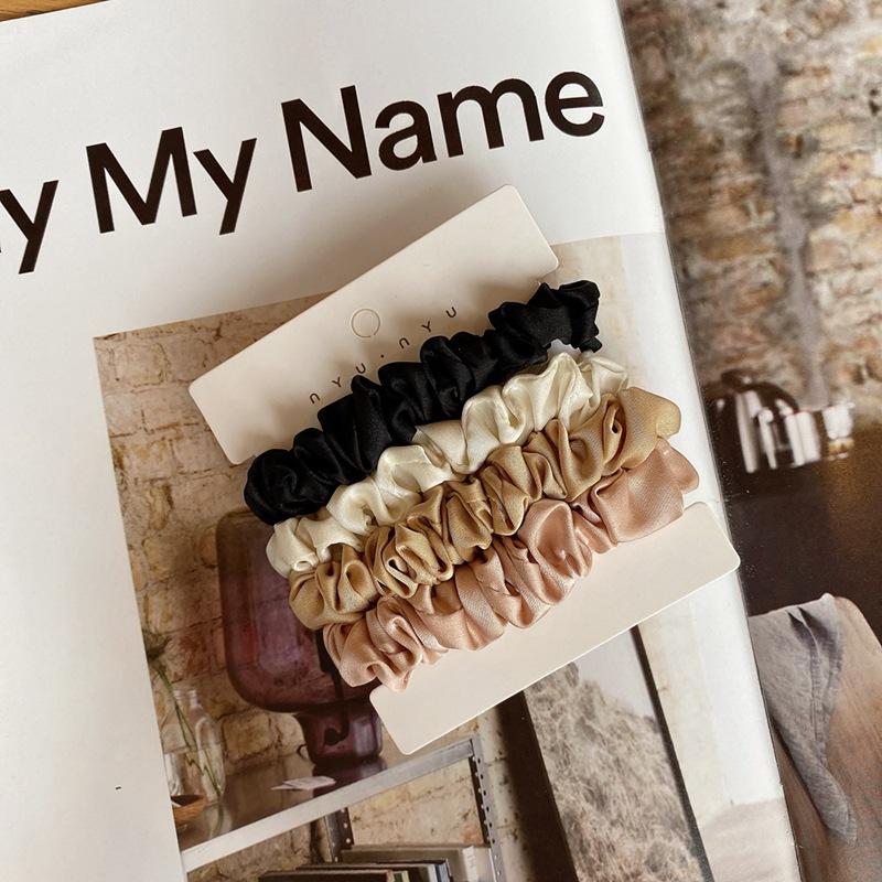 Vintage Scrunchie Satin Leopard Scrunchies Set Elastic Hair Bands Fashion Headband Ponytail Ties Rope Hair Accessories