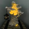 Witch Decorative Lamp Searching for Bright Ghosts Realistic Ghost Sculpture Halloween Garden Decorative Ghost Sculpture