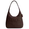 Большая плетёная сумка-хобо коричневого цвета с тиснёным логотипом для повседневного использования