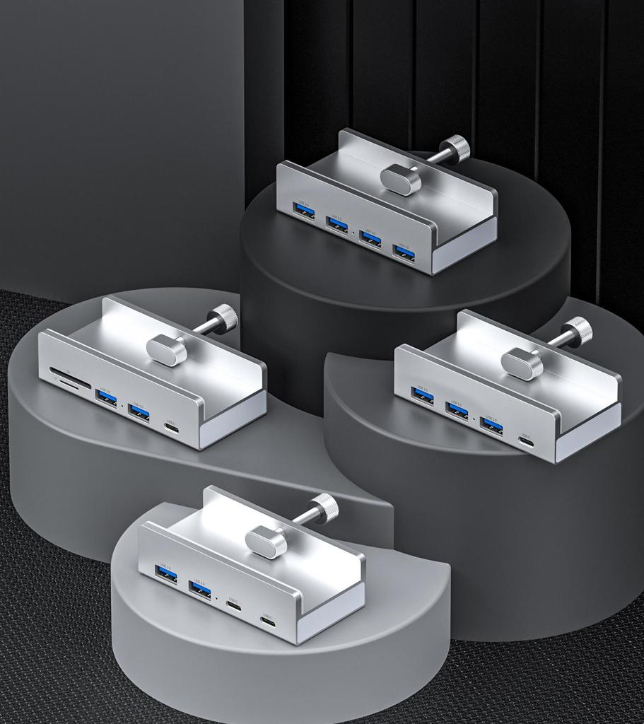 Концентратор USB 3.0 с задним зажимом и разветвителем питания — док-станция расширения с 1 по 4 порта