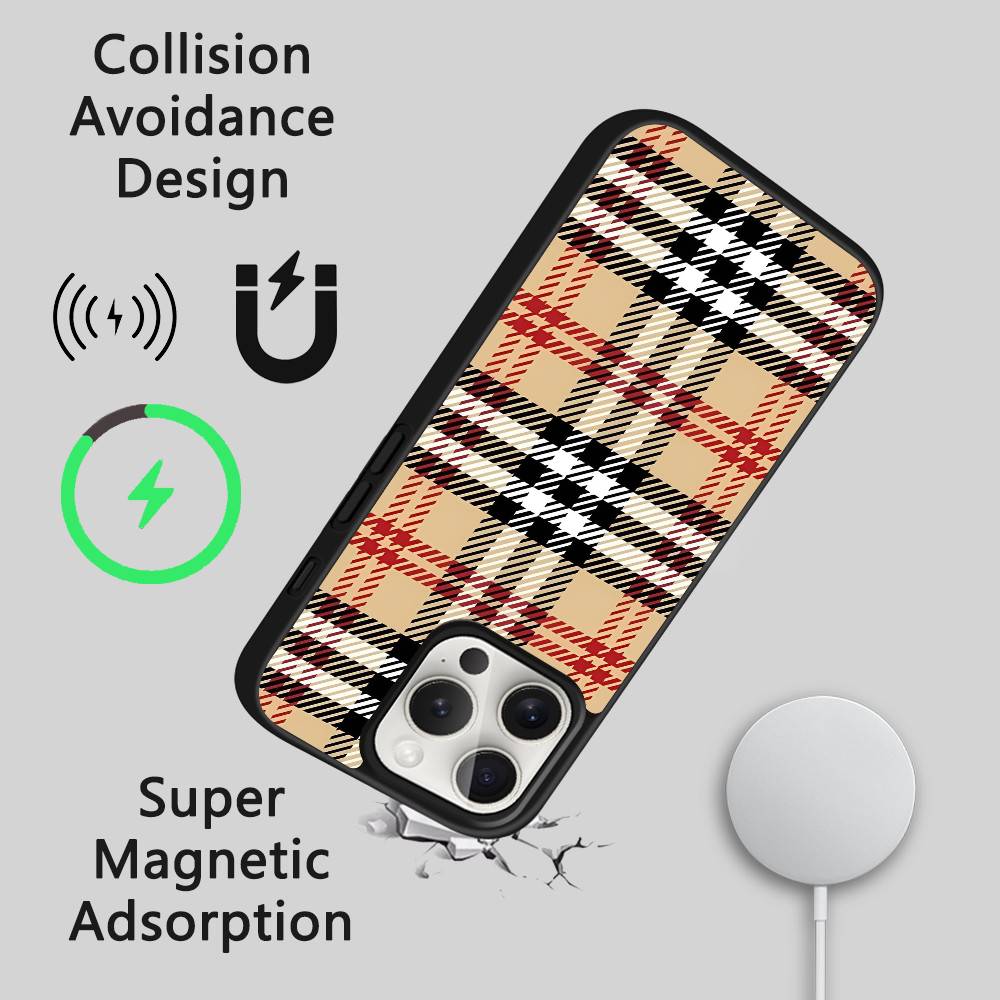 Клетчатый модный чехол для телефона Мобильный Подходит для Apple 17 Air 16 PRO MAX 15 14 13 12 11 Заплатка Черный Жесткий корпус