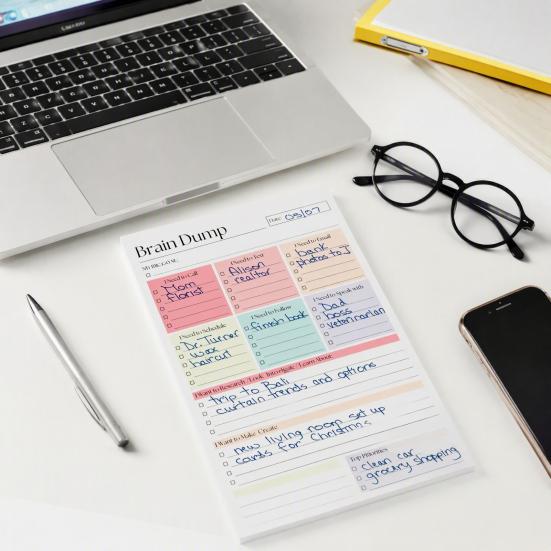 A5 Daily Planner Notebook To-Do List Notebook, 50 Page And Brain Dump Journal, Sturdy Writing Pad for Use Binding Wear-Resistant Cover Study