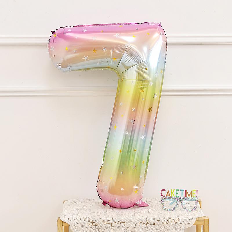 40-дюймовые шары-звезды и цифры с радужным градиентом для декора на 1-й день рождения ребенка