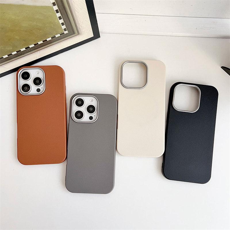 TPU Soft Matte Magnetic Housing iPhone 16 Pro Max 15 Plus 14 Pro 13 12 11 Solid Color Leather Texture Shock Proof Case