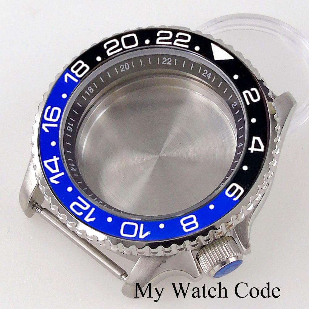 41mm SSKX001 GMT Watch Case for NH34 NH35 NH36 NH38 Movement Steel Diving Case for Watch Maker 24 Hours Chapter Ring 3.8 Crown