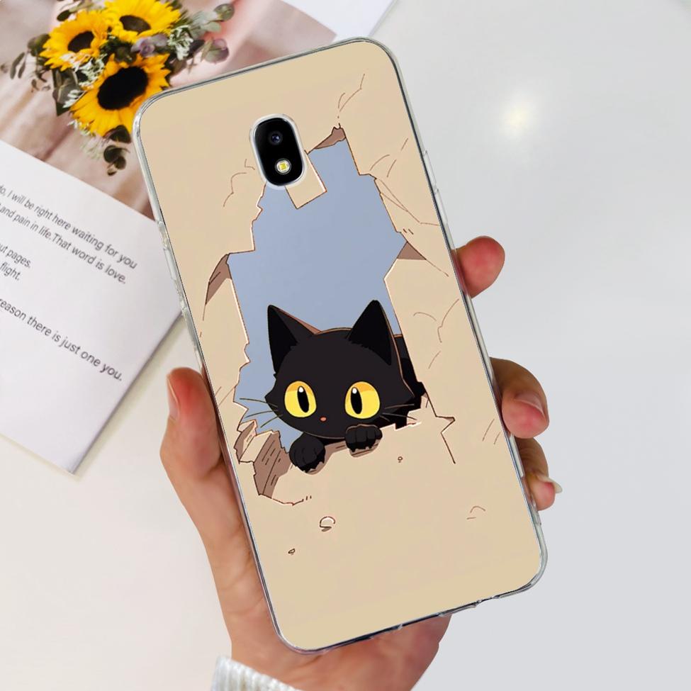 Чехол для Samsung J3 J5 J7 2017 Чехол Милый Мультяшный Кот Модные Цветы Задняя Крышка Для Samsung Galaxy J7 2017 Чехол для Телефона