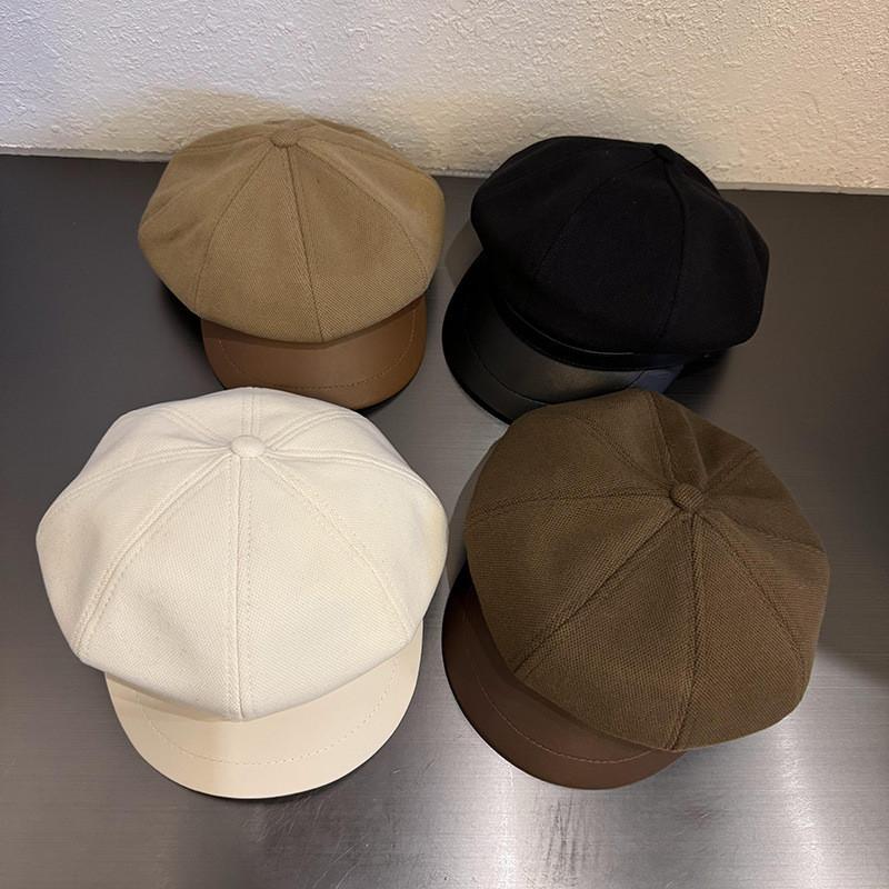 Solid Trendy Color Woolen Hats Curved Brim Autumn Winter Street Cao Fashion