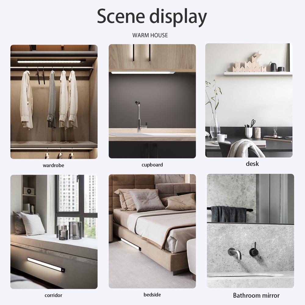 Motion Sensor Light Wireless LED Night Light USB Rechargeable Night Lamp Cabinet Wardrobe Lamp Under Backlight For Kitchen Led Back Up Lights 1