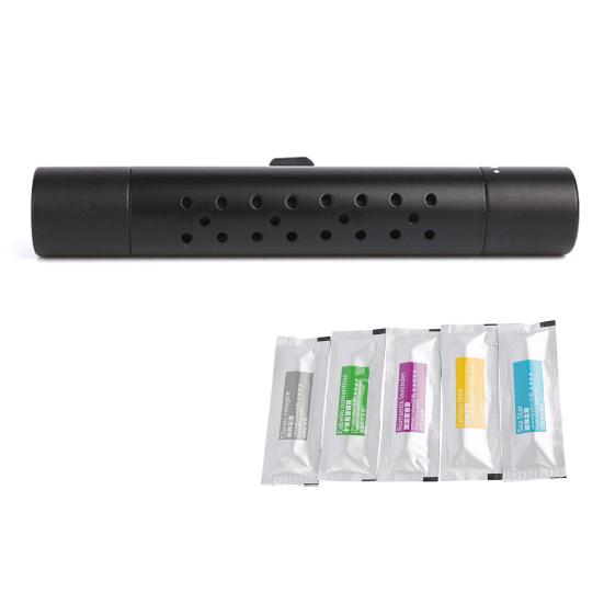 6 шт./компл., металлический вращающийся конец, автомобильный зажим для ароматерапии с 5 цилиндрическими палочками для заправки эфирного масла, компактный размер, удобный ароматизатор, автоматическое вентиляционное отверстие