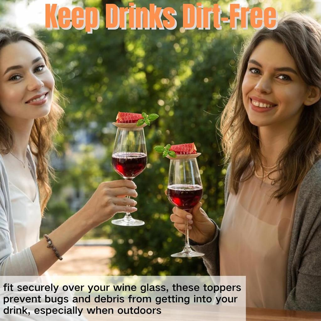 Украшение для бокала вина, бамбуковая крышка для бокала вина, подставки под тарелки, крышки для стаканов, деревянные украшения для стаканов для семейного праздника