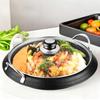 KOSUN Korean Style Frying Pan Round Double Ear Seafood Stew Pot Nonstick Durable Stir Fry Rice Cake Pot for Household Cooking
