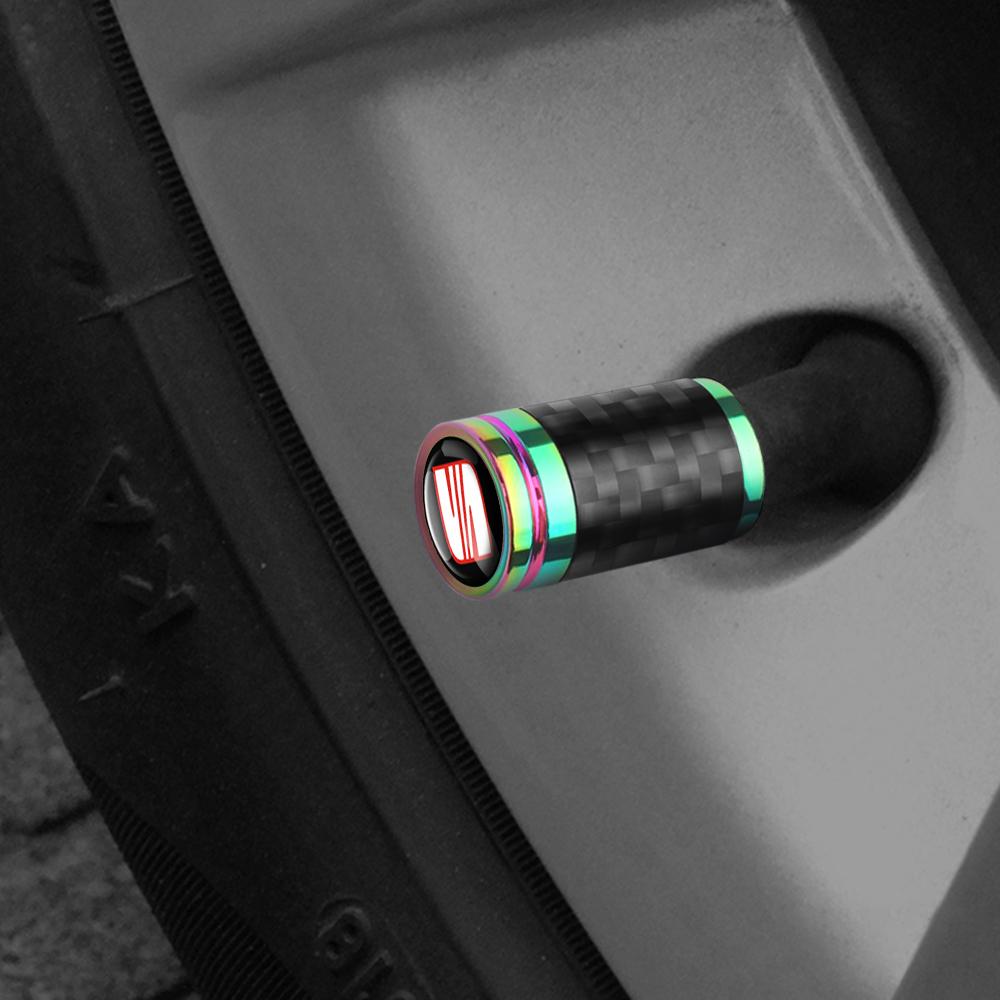 4Pcs Car Accessories Wheel Tire Valve Caps Stem Cover Badge For Seat Ateca Formentor Cupra Ateca Ibiza Leon FR Cordoba E-Racerlsj098