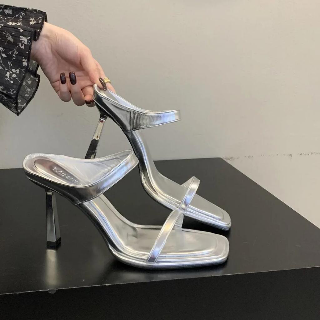 Мода Новые модные летние женские сандалии с тонким ремешком на квадратном носке женские сексуальные тонкие босоножки на высоком каблуке женские дизайнерские туфли для женщин