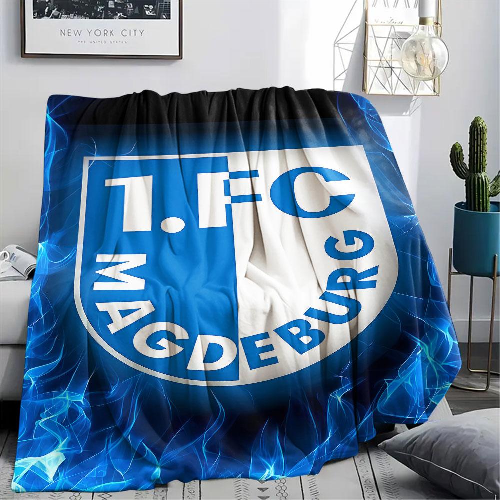 1PC 1. FC Magdeburg Flame Patterned Flannel Blanket Suitable For All Seasons for Home Decor Warmth and Comfort Gifts Holiday Present