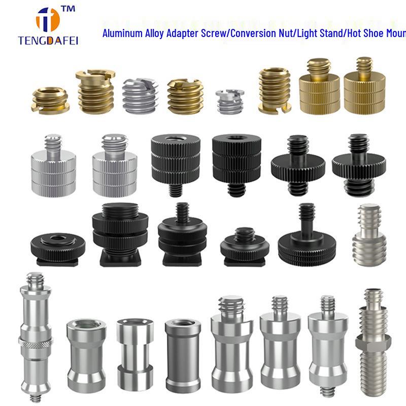 Reversible 1/4" Male To 3/8" Female Adapter for Camera Tripod Ball Head with M4-M8 Conversion Screws