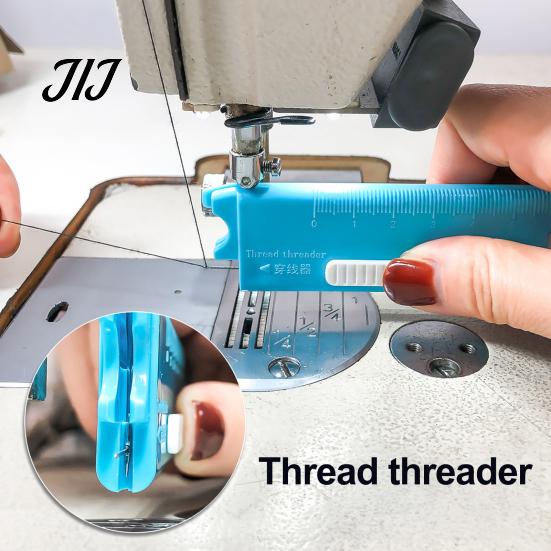 Compact Sewing Threader 1/2Pcs 4-In-1 Tool with Seam Remover, Magnifier & Scale, Multi-Function Magnetic Threading Device for Industrial Home,