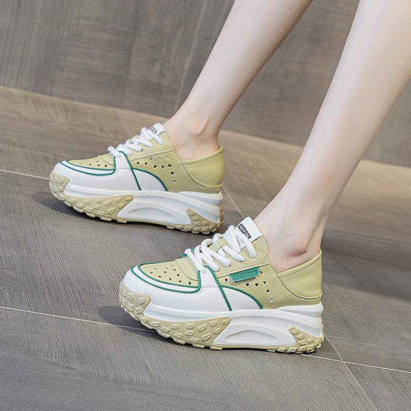 Туфли-тапочки из натуральной кожи, повседневные кроссовки с толстой подошвой, сандалии