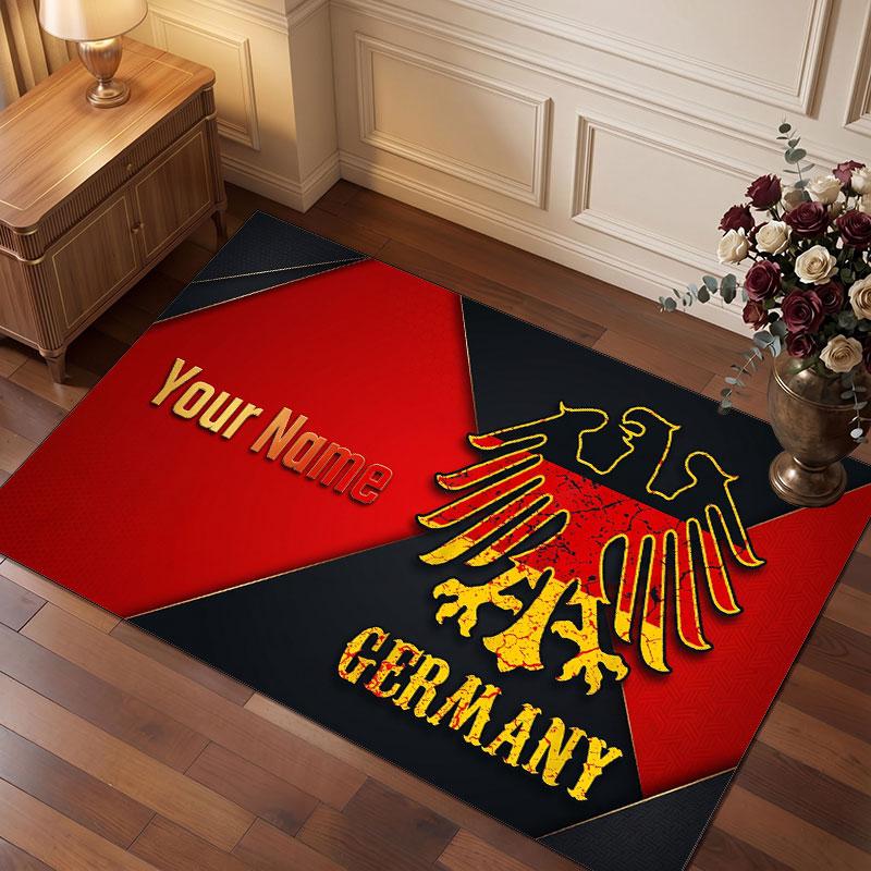 Eintracht Frankfurt Custom Crystal Velvet Rug, Personalized Name Text Print, Football Logo Soft Non‑Slip Floor Mat Home Decor Gift