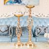 Gold Flower Vases Candle Holder Rack Stand Wedding Decoration Table Centerpiece Pillar Party Event Candlestick
