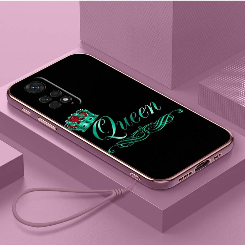 Роскошный чехол для телефона из ТПУ с ремешком для Xiaomi Redmi Note 10S 11S 12S 8 9 10 11 12 Pro 9T 9A 10C 12C 13C чехлы A31 King Queen пары художественный чехол