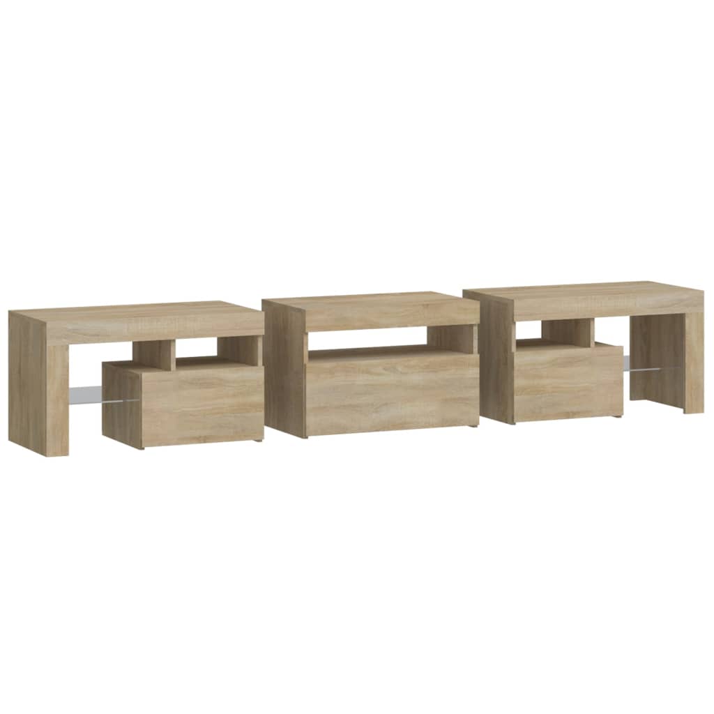 Vidaxl Szafka Pod Tv Z Oświetleniem Led, Dąb Sonoma 200X36,5X40 Cm