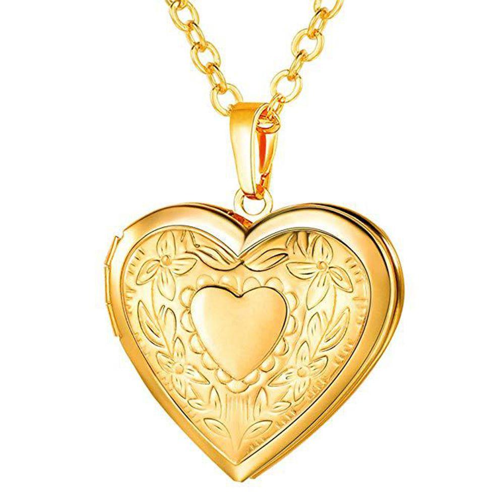 Men Women Lover Jewelry Friend Photo Picture Locket Heart Shaped Necklace Pendant